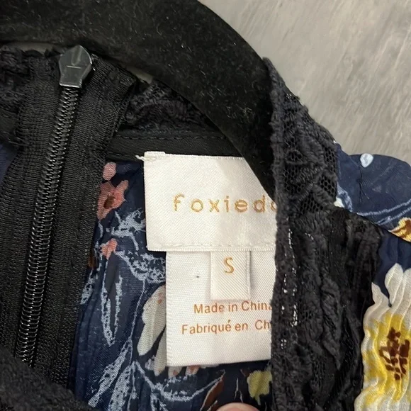 Foxiedox Anthropologie Andora Floral Dress Navy Size Small - Picture 2 of 7